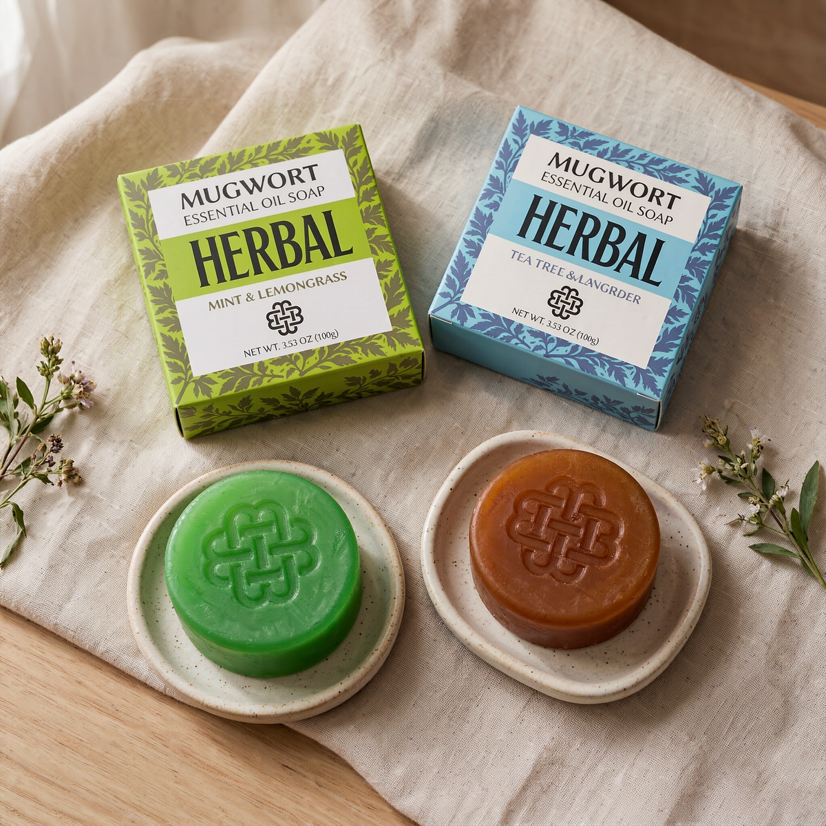 Mugwort Herbal Essential Oil Soap – Botanical-Inspired Daily Cleansing Bar