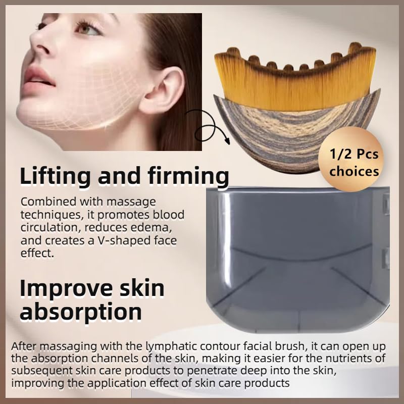 Lymphatic contour face brush for gentle facial and jawline massage