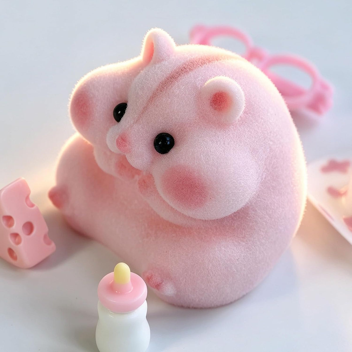 Handmade Silicone Hamster Squishy Toy – Slow Rise Fidget with Cute Accessories