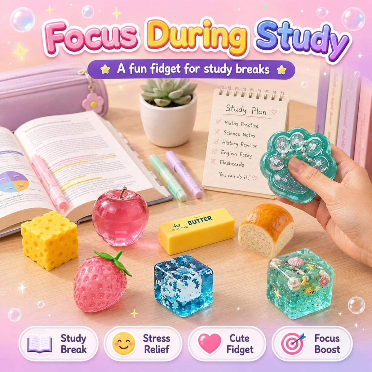 8 Piece Squishy Mystery Blind Box | Malt Sugar Themed Slow Rebound Sensory Toys | Surprise Fun Box | Holiday & Birthday Gift
