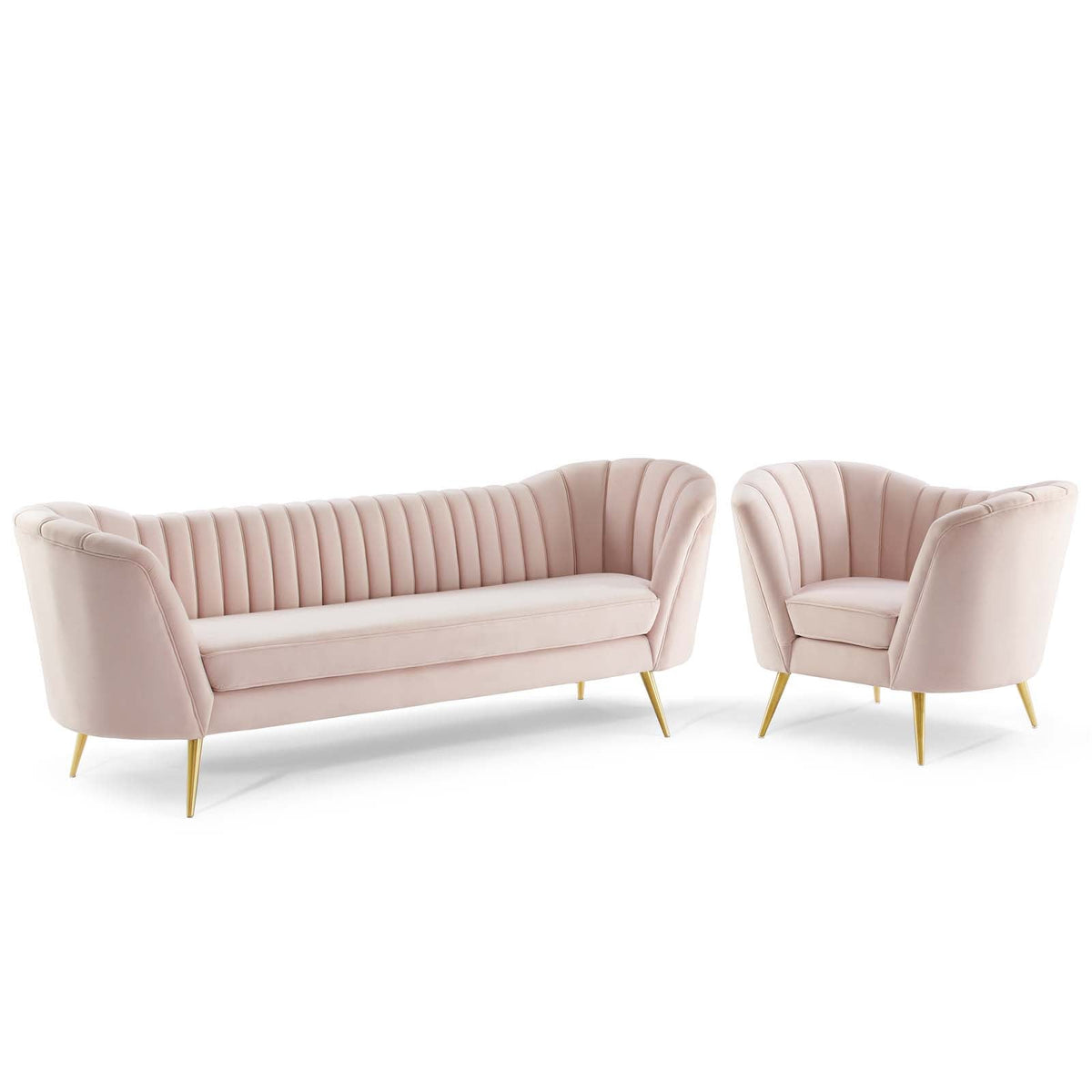 Opportunity Performance Velvet Sofa and Armchair Set