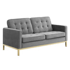 Loft Gold Stainless Steel Leg Performance Velvet Sofa and Loveseat Set