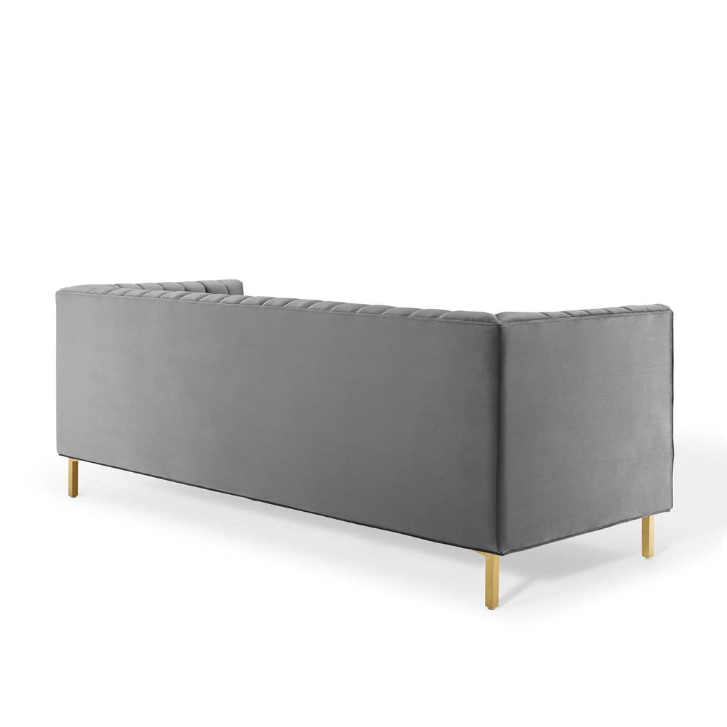 Shift Channel Tufted Performance Velvet Sofa