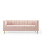 Shift Channel Tufted Performance Velvet Sofa